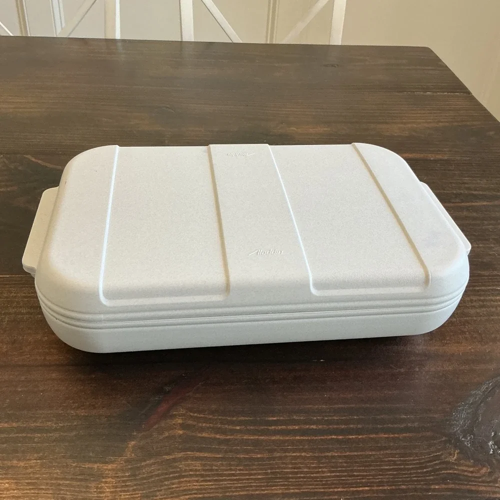 Aladdin TempReserve Insulated Food Carrier Gray ICC500 with Pyrex Glass Dish USA